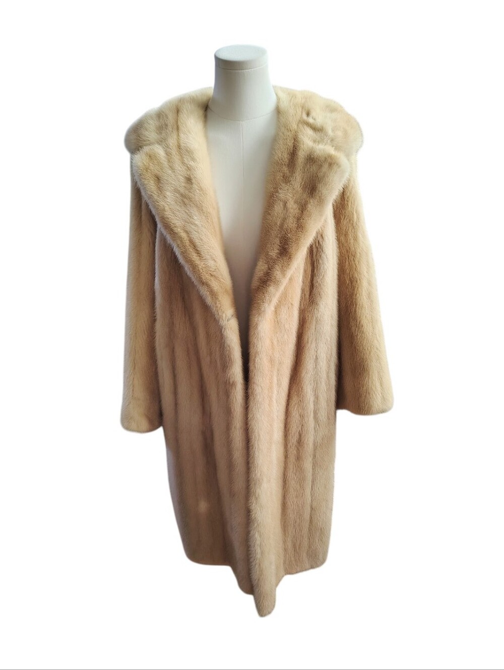 Vintage Rare Rozelle Furs Full Length Rabbit Fur Coat With Collar Size Large